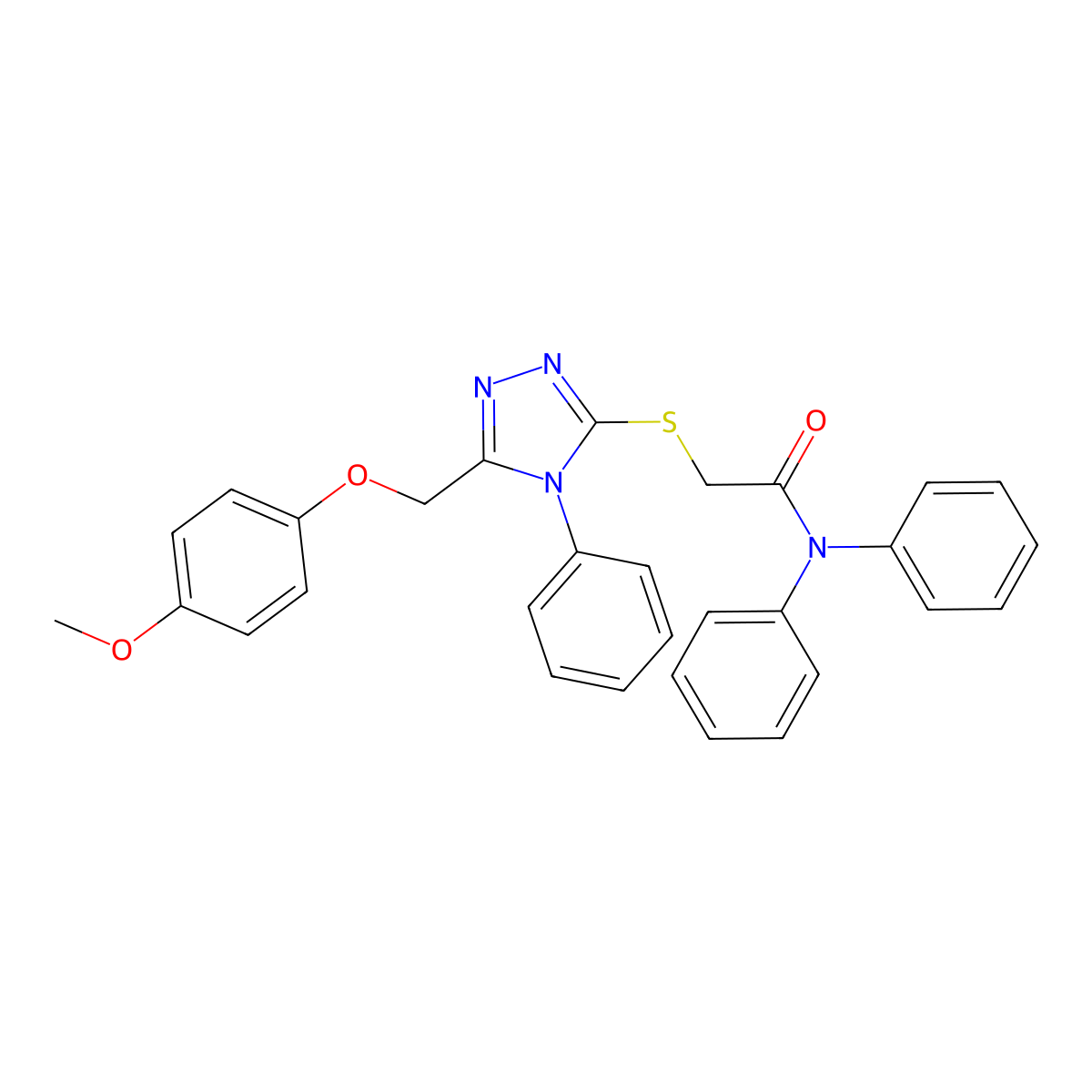 2-((5-((4-Methoxyphenoxy)methyl)-4-phenyl-4H-1,2,4-triazol-3-yl)thio)-N,N-diphenylacetamide molecular structure, CAS 332912-71-7