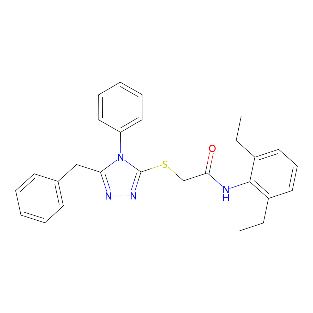 2-((5-Benzyl-4-phenyl-4H-1,2,4-triazol-3-yl)thio)-N-(2,6-diethylphenyl)acetamide molecular structure, CAS 332912-85-3