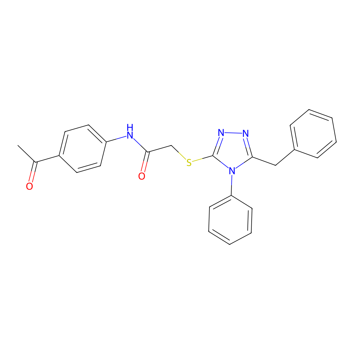 N-(4-Acetylphenyl)-2-((5-benzyl-4-phenyl-4H-1,2,4-triazol-3-yl)thio)acetamide molecular structure, CAS 332912-87-5