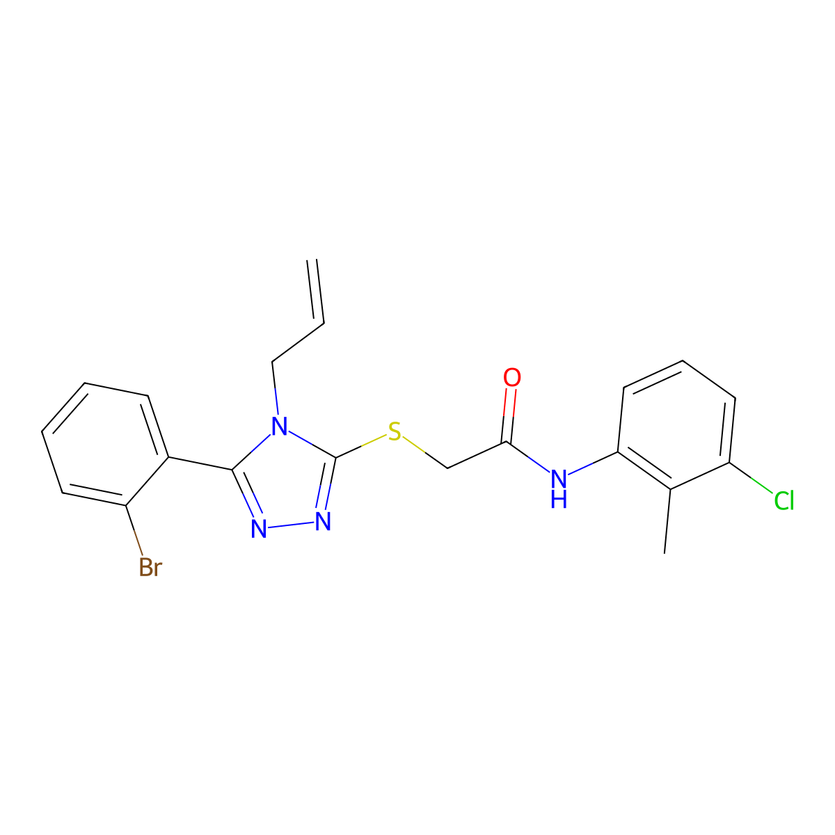 2-((4-Allyl-5-(2-bromophenyl)-4H-1,2,4-triazol-3-yl)thio)-N-(3-chloro-2-methylphenyl)acetamide molecular structure, CAS 332912-94-4