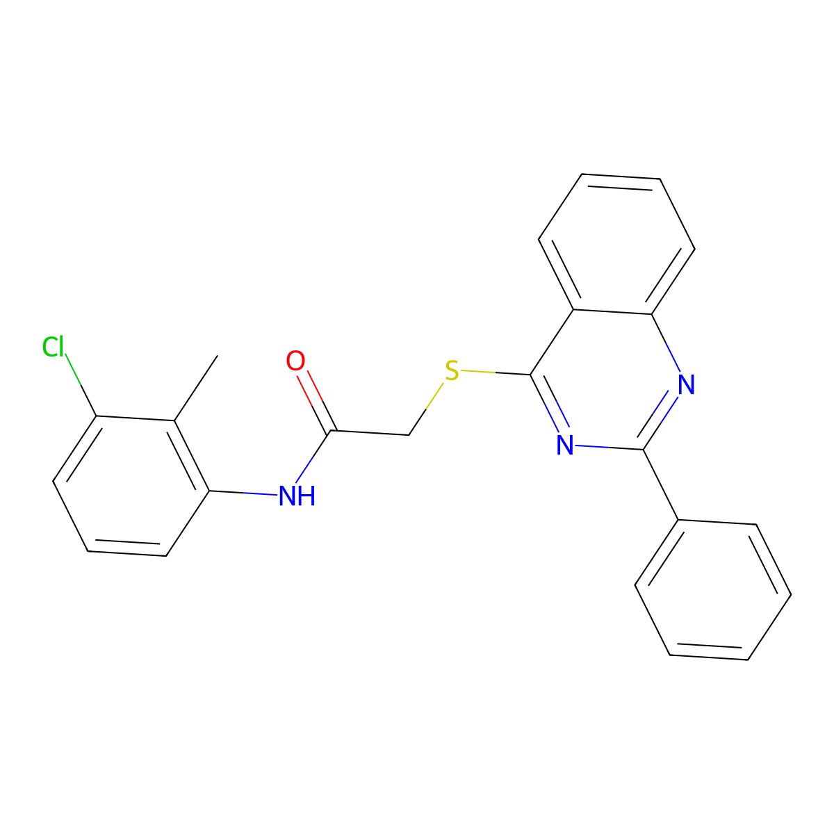 N-(3-Chloro-2-methylphenyl)-2-((2-phenylquinazolin-4-yl)thio)acetamide molecular structure, CAS 332914-46-2