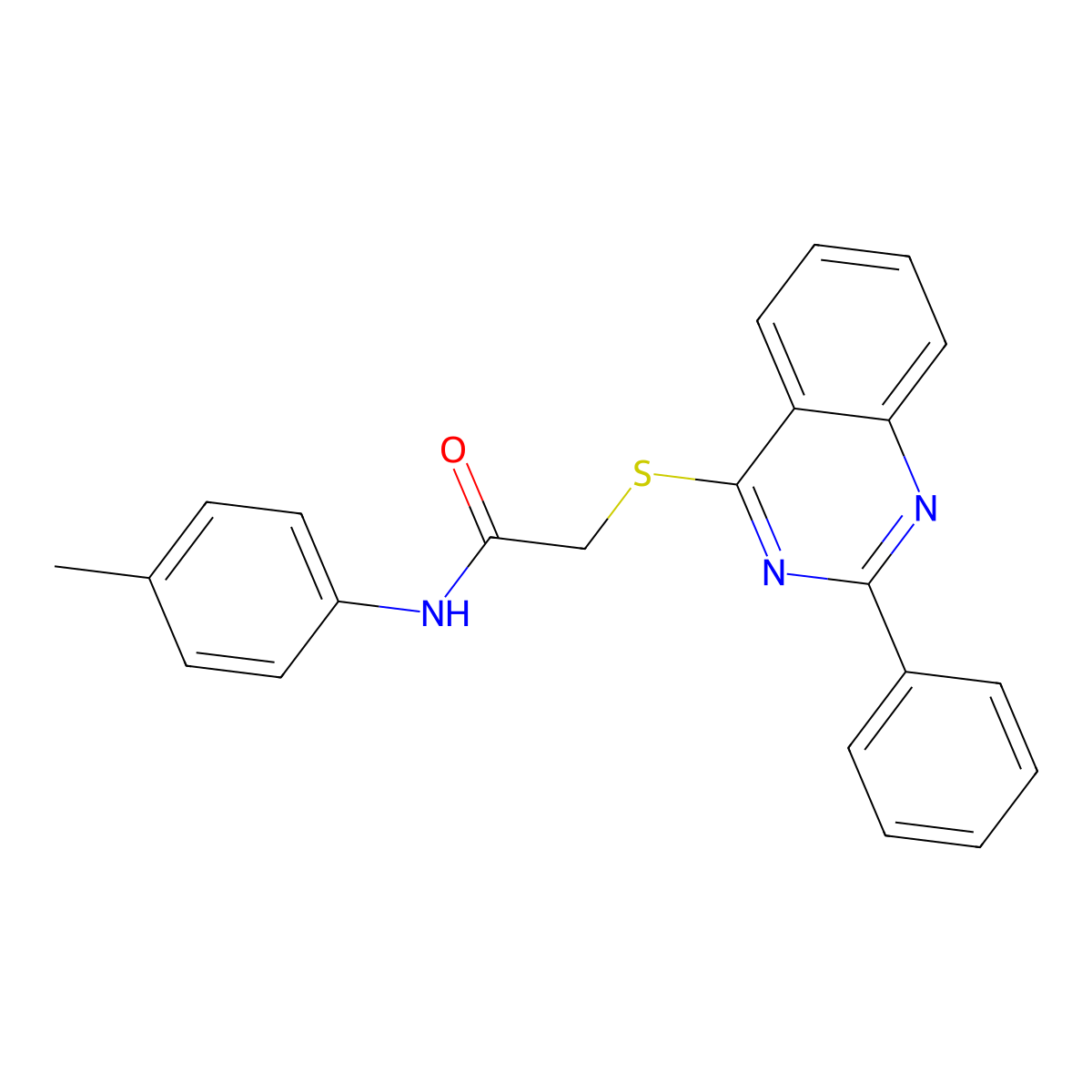 2-((2-Phenylquinazolin-4-yl)thio)-N-(p-tolyl)acetamide molecular structure, CAS 332914-52-0