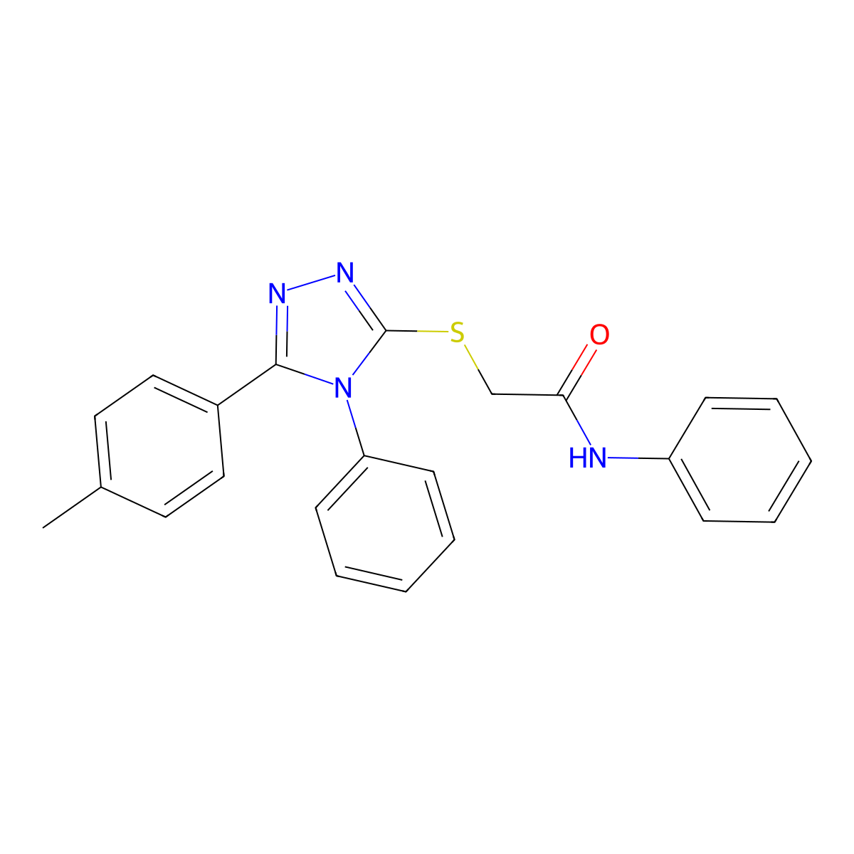 N-Phenyl-2-((4-phenyl-5-(p-tolyl)-4H-1,2,4-triazol-3-yl)thio)acetamide molecular structure, CAS 332914-57-5