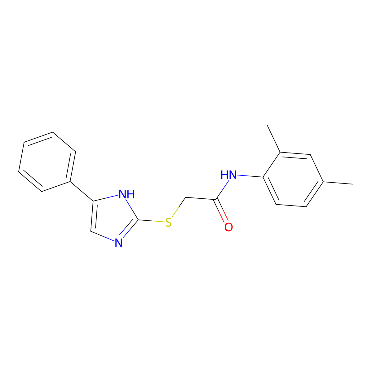 N-(2,4-dimethylphenyl)-2-[(5-phenyl-1H-imidazol-2-yl)sulfanyl]acetamide molecular structure, CAS 332915-44-3
