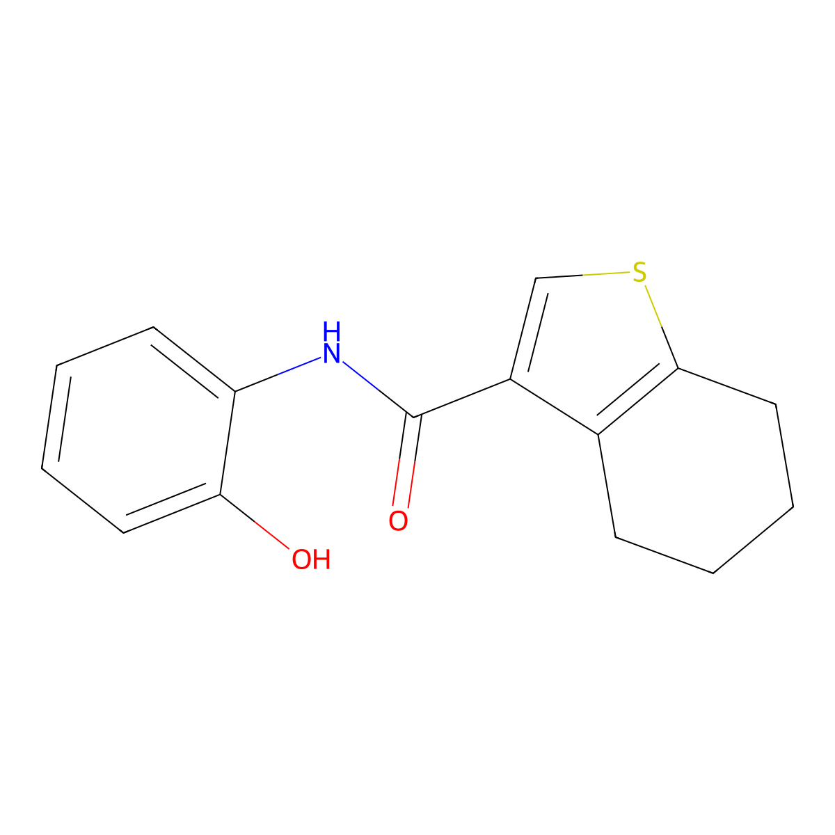 N-(2-hydroxyphenyl)-4,5,6,7-tetrahydro-1-benzothiophene-3-carboxamide molecular structure, CAS 332916-42-4