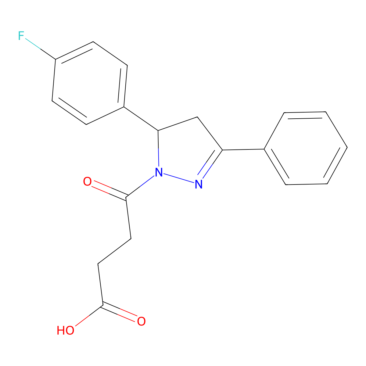4-[5-(4-fluorophenyl)-3-phenyl-4,5-dihydro-1H-pyrazol-1-yl]-4-oxobutanoic acid molecular structure, CAS 332921-47-8