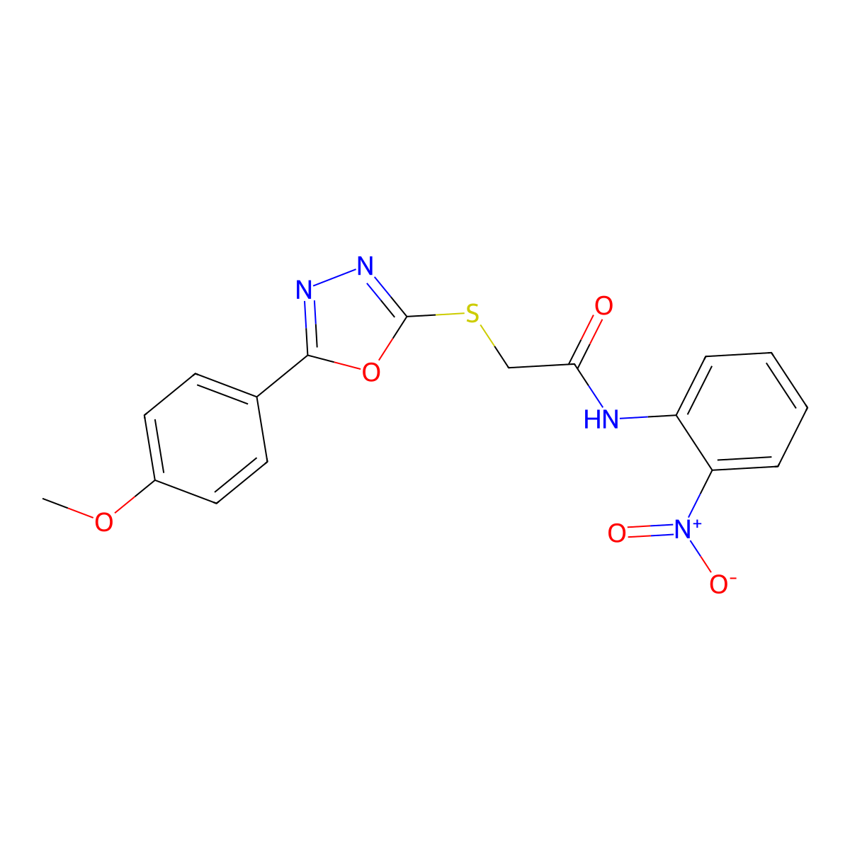 2-[[5-(4-methoxyphenyl)-1,3,4-oxadiazol-2-yl]sulfanyl]-N-(2-nitrophenyl)acetamide molecular structure, CAS 332921-94-5