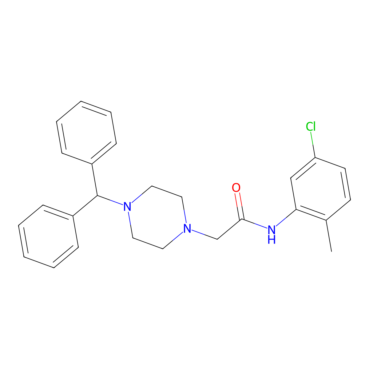 2-(4-Benzhydryl-piperazin-1-yl)-N-(5-chloro-2-methyl-phenyl)-acetamide molecular structure, CAS 332922-19-7