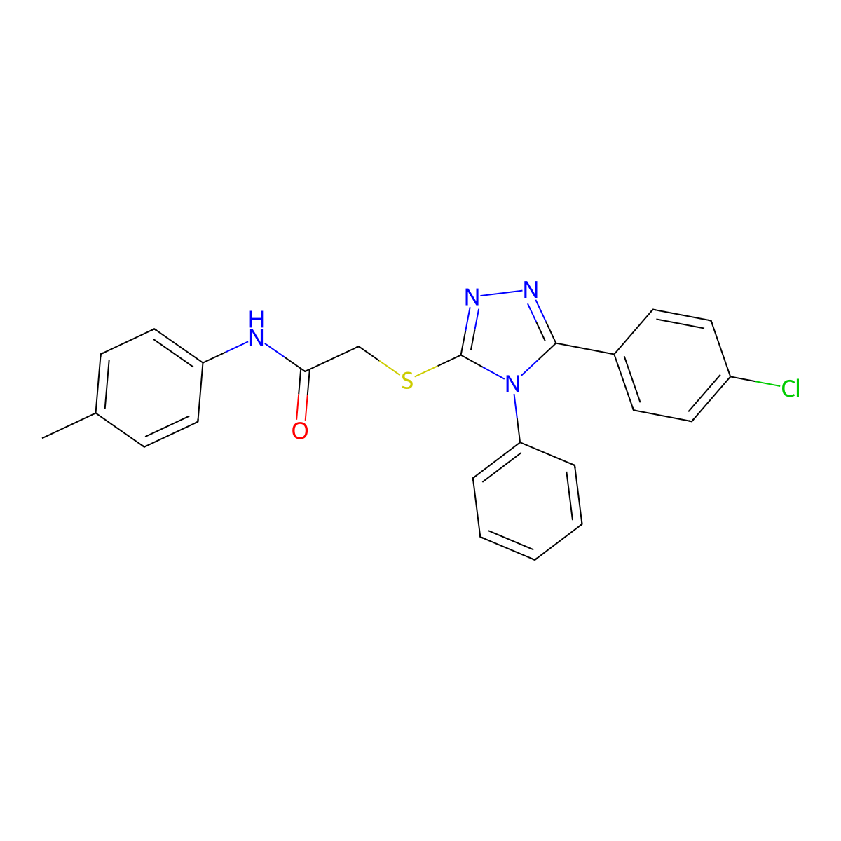 2-((5-(4-Chlorophenyl)-4-phenyl-4H-1,2,4-triazol-3-yl)thio)-N-(p-tolyl)acetamide molecular structure, CAS 332922-53-9