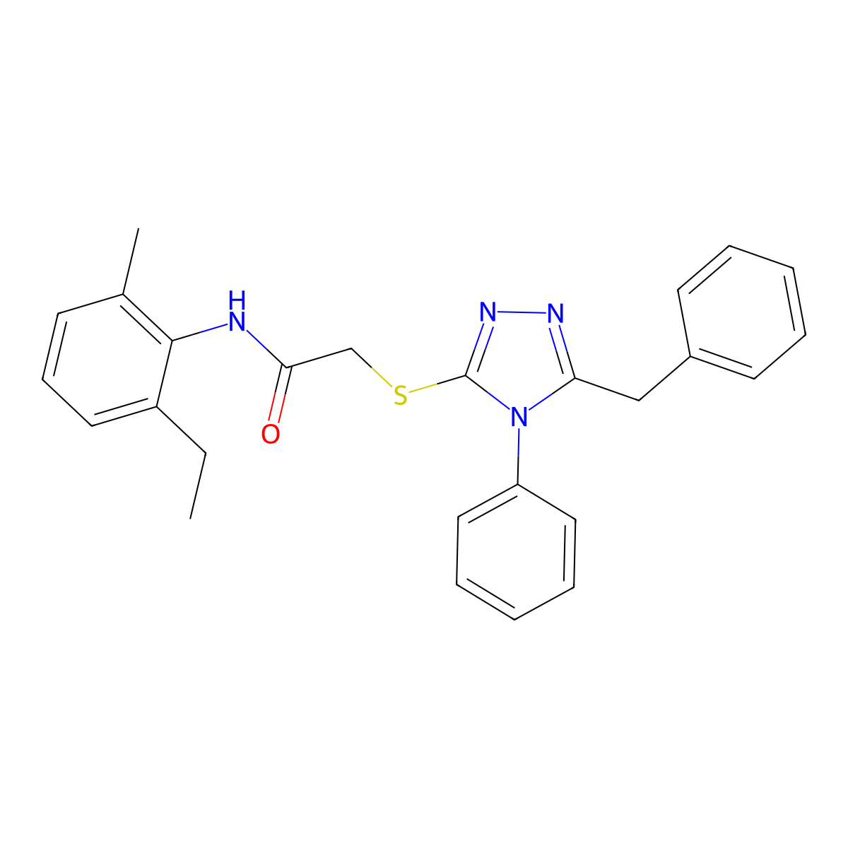 2-((5-Benzyl-4-phenyl-4H-1,2,4-triazol-3-yl)thio)-N-(2-ethyl-6-methylphenyl)acetamide molecular structure, CAS 332922-56-2