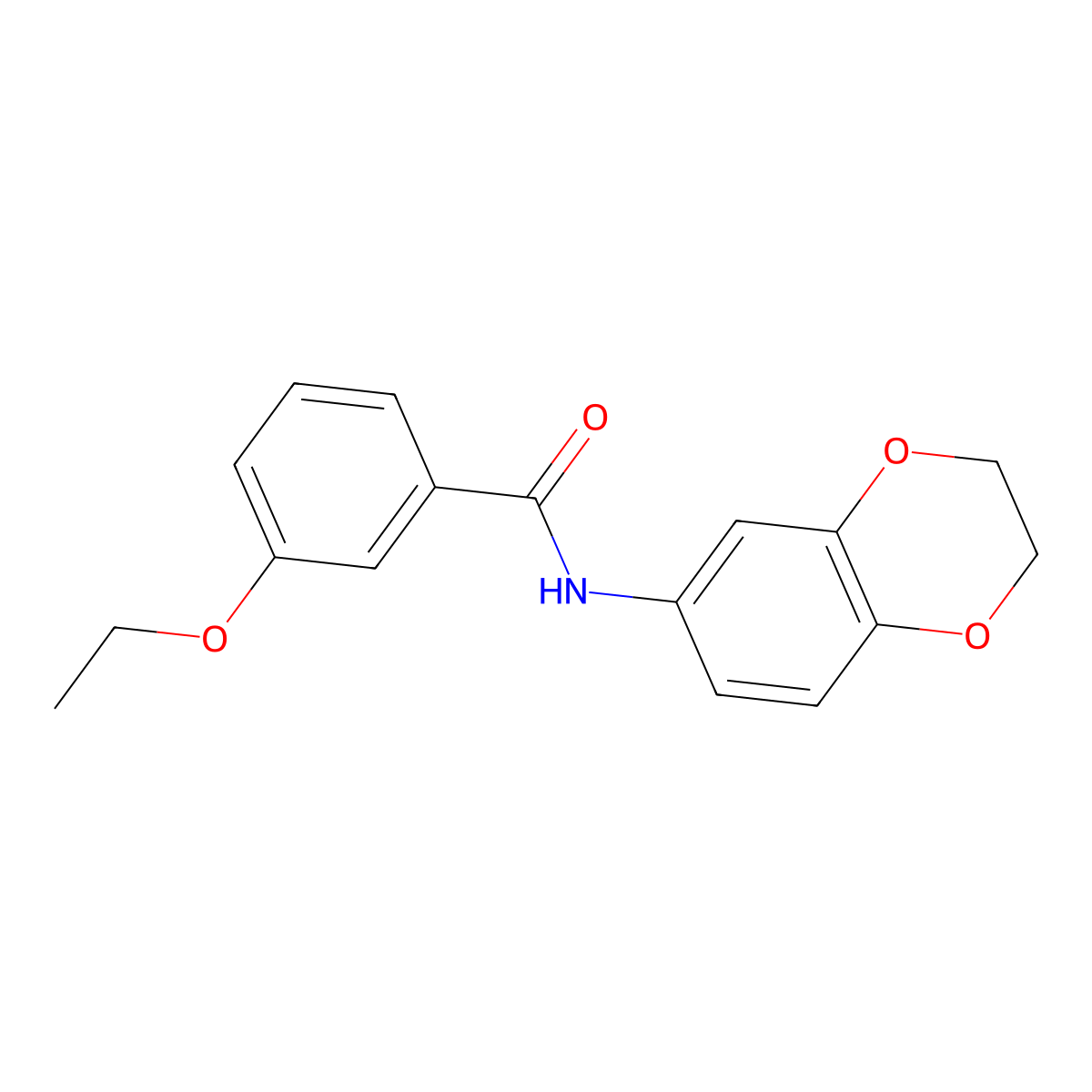 N-(2,3-Dihydro-1,4-benzodioxin-6-yl)-3-ethoxybenzamide molecular structure, CAS 332922-64-2