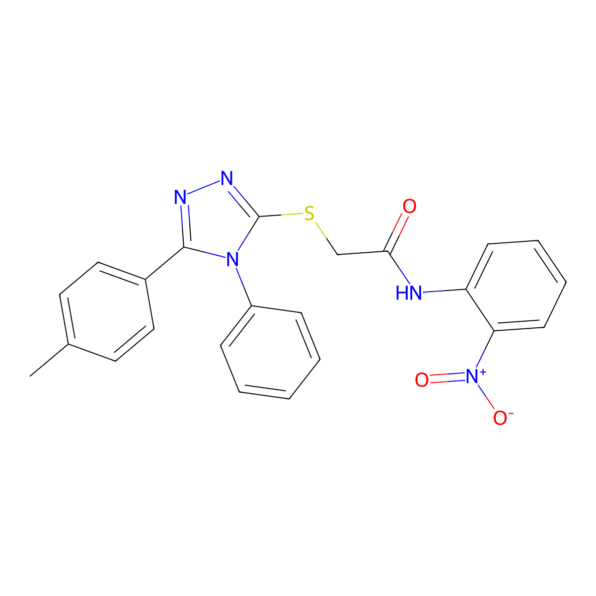 2-((5-(4-Methylphenyl)-4-phenyl-4H-1,2,4-triazol-3-YL)sulfanyl)-N-(2-nitrophenyl)acetamide molecular structure, CAS 332922-96-0