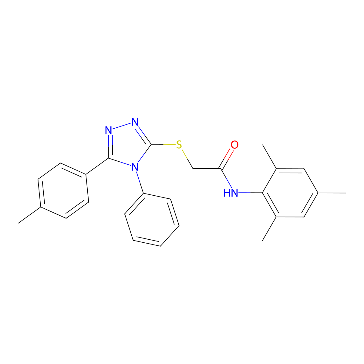 2-[[5-(4-methylphenyl)-4-phenyl-1,2,4-triazol-3-yl]sulfanyl]-N-(2,4,6-trimethylphenyl)acetamide molecular structure, CAS 332923-00-9