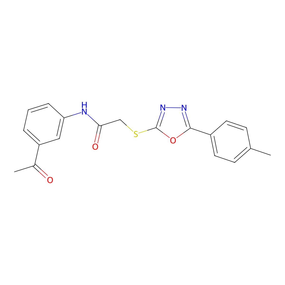 N-(3-Acetylphenyl)-2-((5-(p-tolyl)-1,3,4-oxadiazol-2-yl)thio)acetamide molecular structure, CAS 332923-12-3