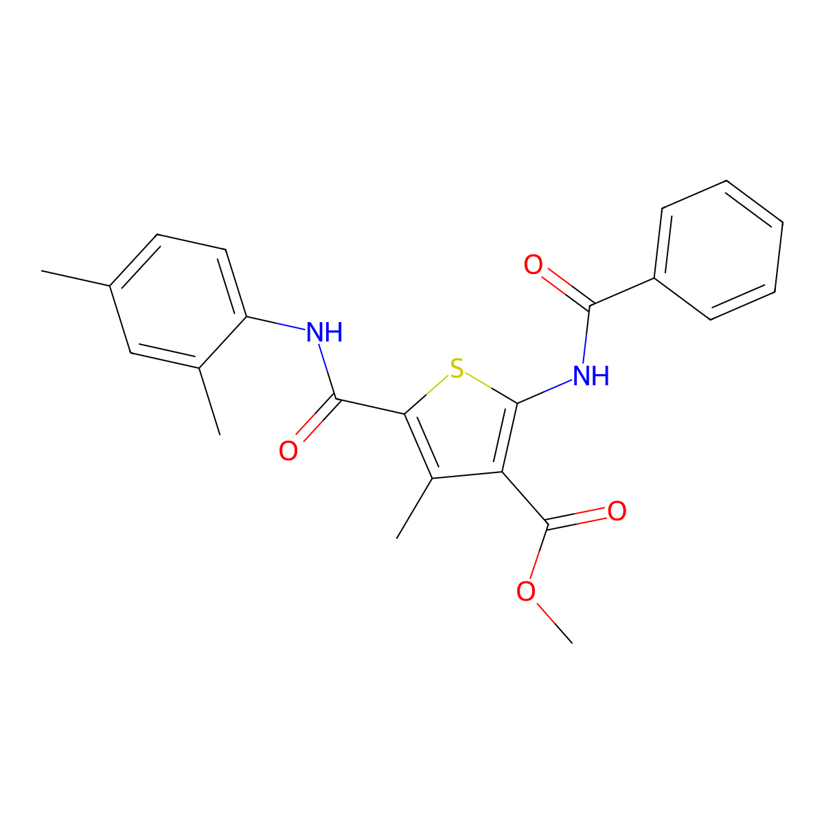 Methyl 2-benzamido-5-[(2,4-dimethylphenyl)carbamoyl]-4-methylthiophene-3-carboxylate molecular structure, CAS 332924-41-1