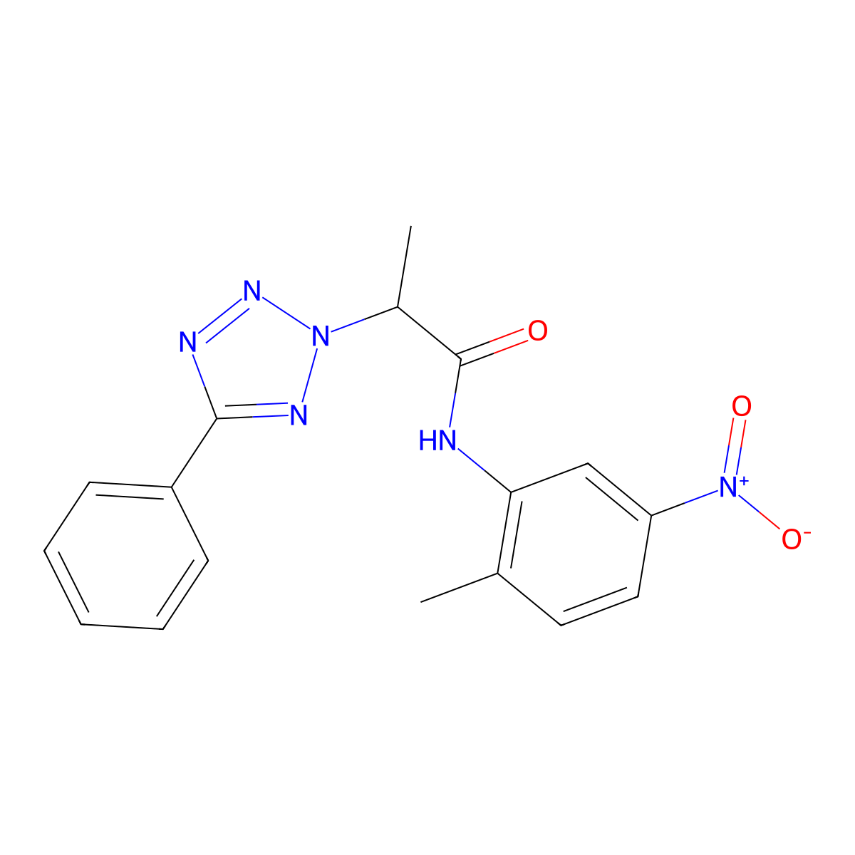N-{5-nitro-2-methylphenyl}-2-(5-phenyl-2H-tetraazol-2-yl)propanamide molecular structure, CAS 332929-72-3