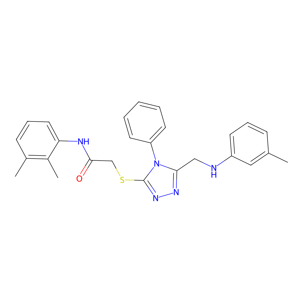 N-(2,3-Dimethylphenyl)-2-((4-phenyl-5-((m-tolylamino)methyl)-4H-1,2,4-triazol-3-yl)thio)acetamide molecular structure, CAS 332930-07-1
