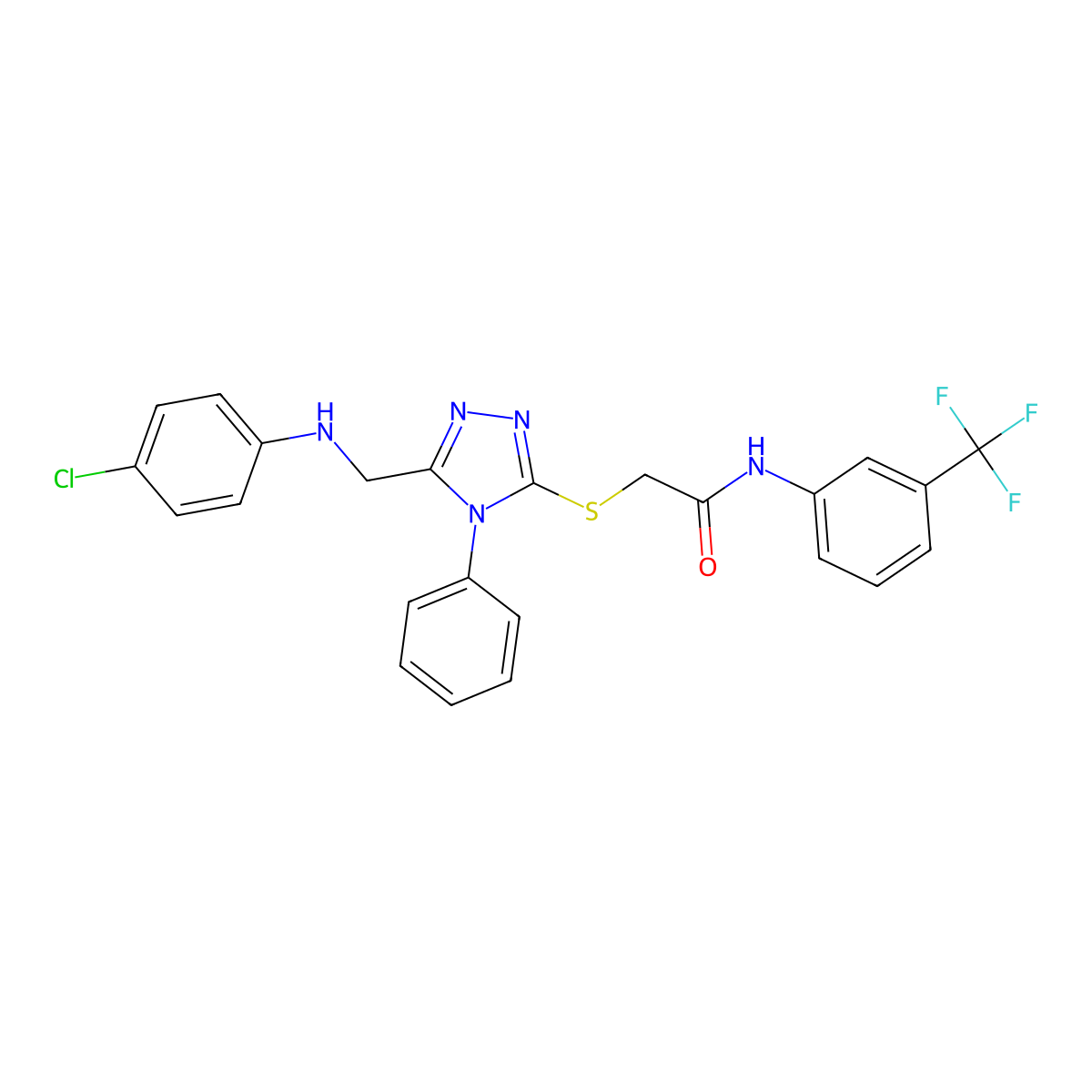 2-((5-(((4-Chlorophenyl)amino)methyl)-4-phenyl-4H-1,2,4-triazol-3-yl)thio)-N-(3-(trifluoromethyl)phenyl)acetamide molecular structure, CAS 332930-58-2