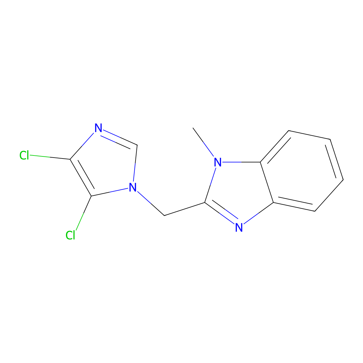 2-((4,5-dichloro-1H-imidazol-1-yl)methyl)-1-methyl-1H-benzo[d]imidazole molecular structure, CAS 332931-25-6