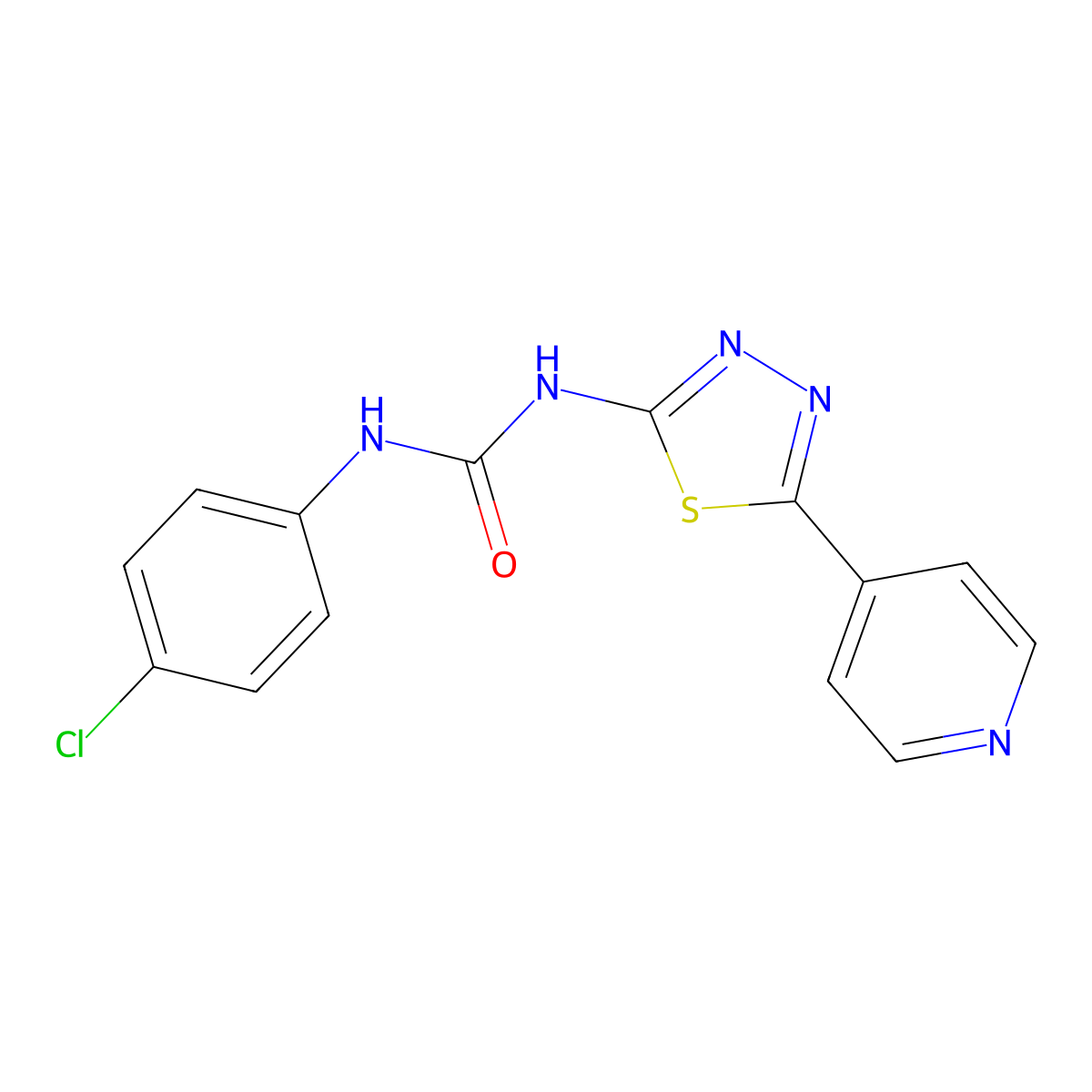 1-(4-Chlorophenyl)-3-(5-pyridin-4-yl-1,3,4-thiadiazol-2-yl)urea molecular structure, CAS 332931-35-8