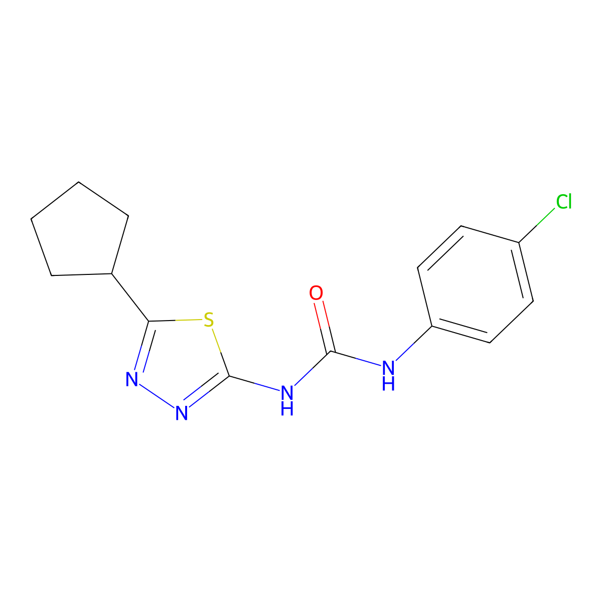 1-(4-Chlorophenyl)-3-(5-cyclopentyl-1,3,4-thiadiazol-2-yl)urea molecular structure, CAS 332931-53-0