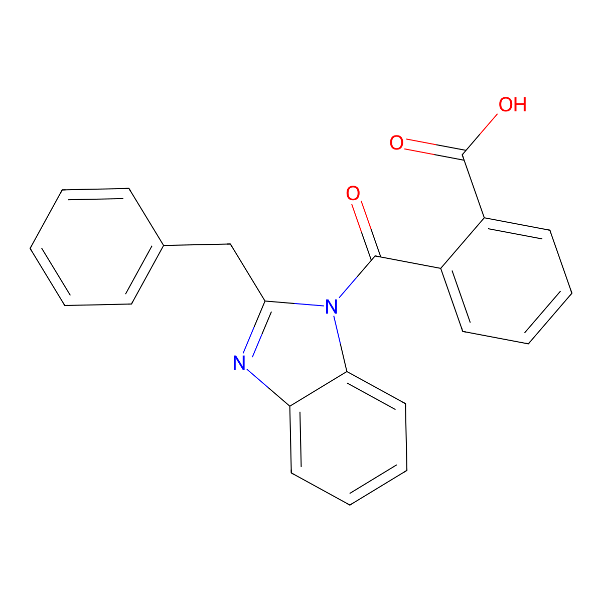 2-(2-benzyl-1H-benzo[d]imidazole-1-carbonyl)benzoic acid molecular structure, CAS 332931-83-6