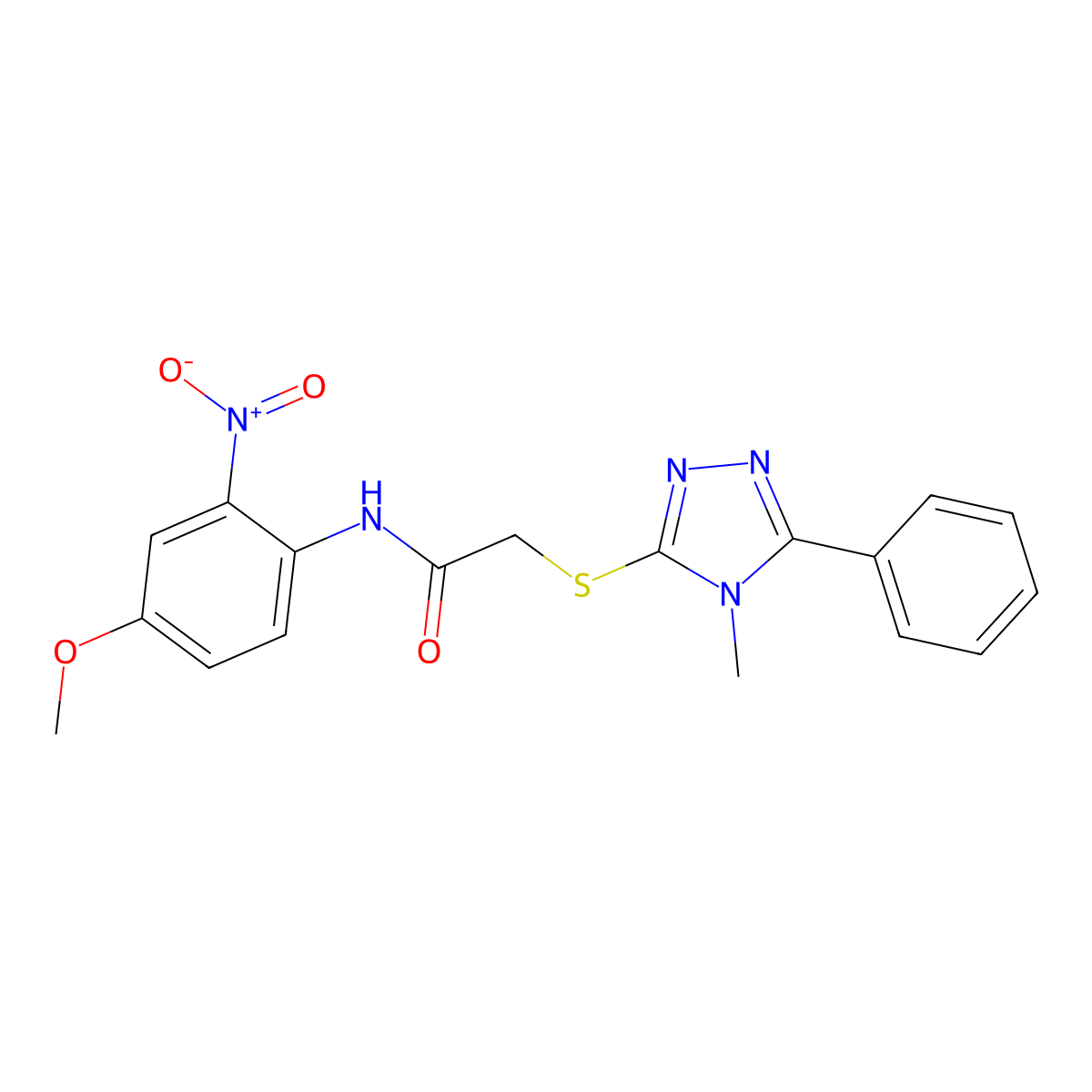 N-(4-methoxy-2-nitrophenyl)-2-[(4-methyl-5-phenyl-1,2,4-triazol-3-yl)sulfanyl]acetamide molecular structure, CAS 332932-25-9