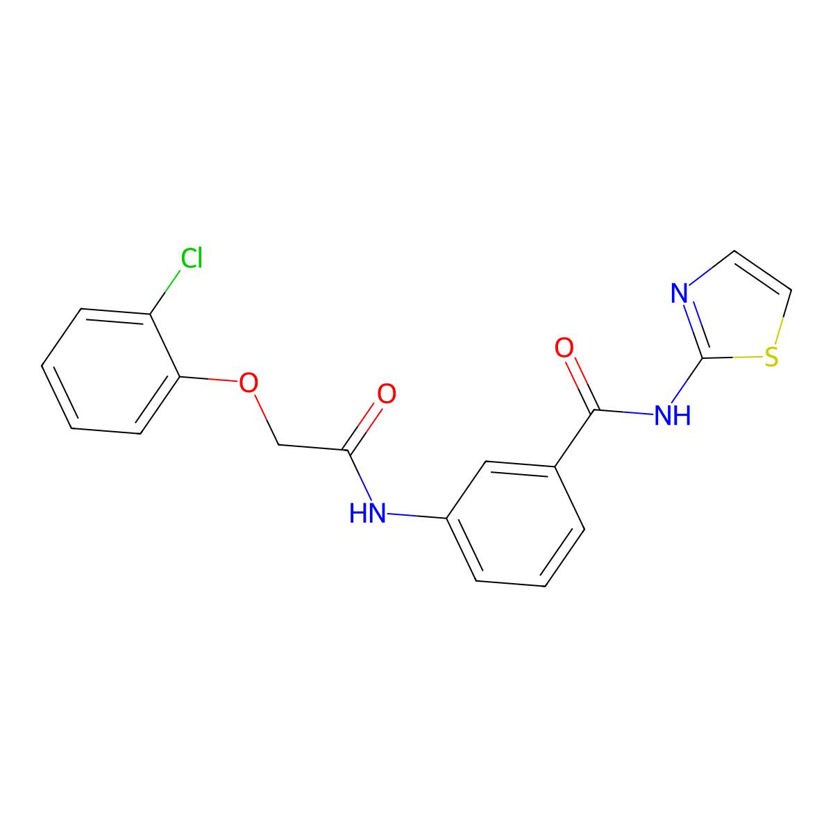 3-[[2-(2-chlorophenoxy)acetyl]amino]-N-(1,3-thiazol-2-yl)benzamide molecular structure, CAS 332933-31-0