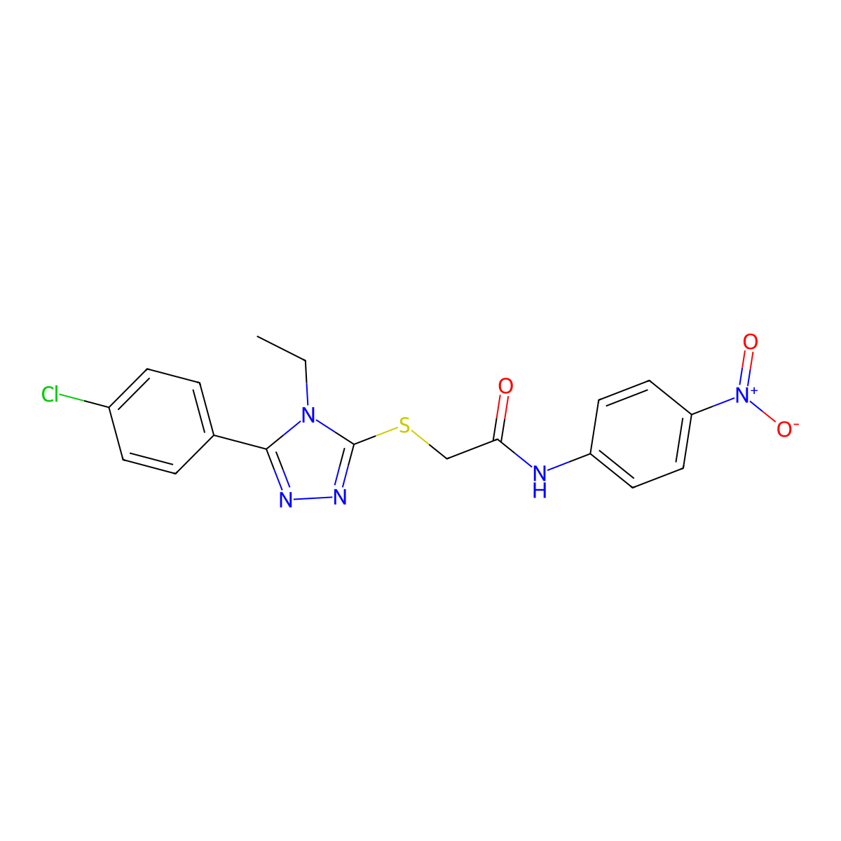 2-[[5-(4-chlorophenyl)-4-ethyl-1,2,4-triazol-3-yl]sulfanyl]-N-(4-nitrophenyl)acetamide molecular structure, CAS 332934-41-5
