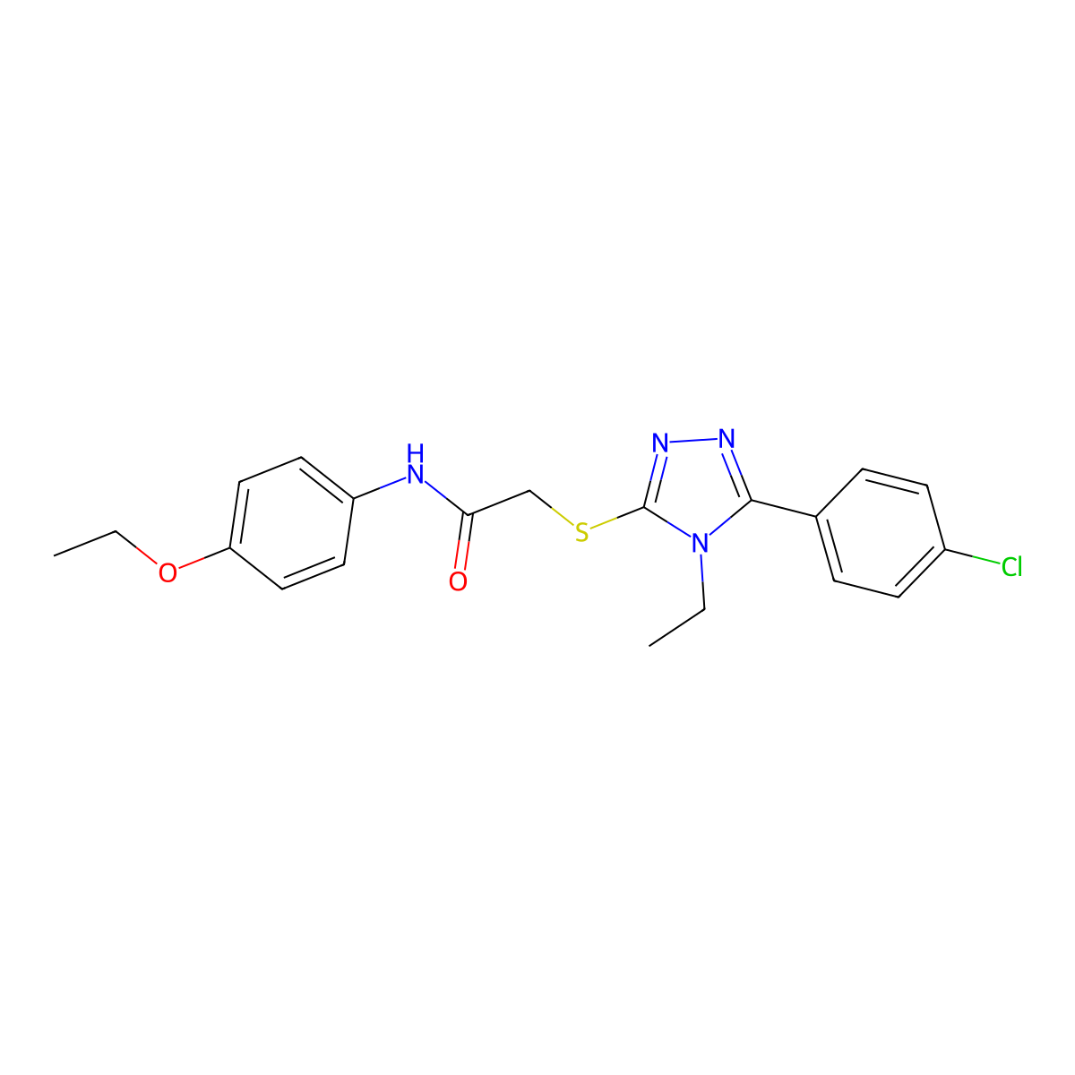 2-((5-(4-Chlorophenyl)-4-ethyl-4H-1,2,4-triazol-3-yl)thio)-N-(4-ethoxyphenyl)acetamide molecular structure, CAS 332934-58-4