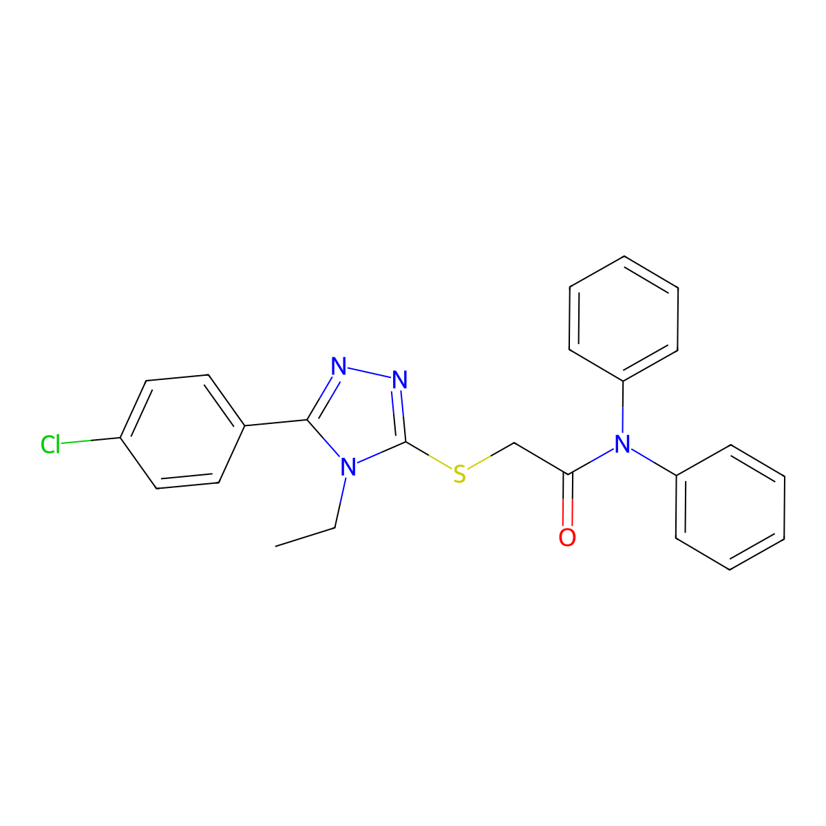2-((5-(4-Chlorophenyl)-4-ethyl-4H-1,2,4-triazol-3-yl)thio)-N,N-diphenylacetamide molecular structure, CAS 332934-62-0