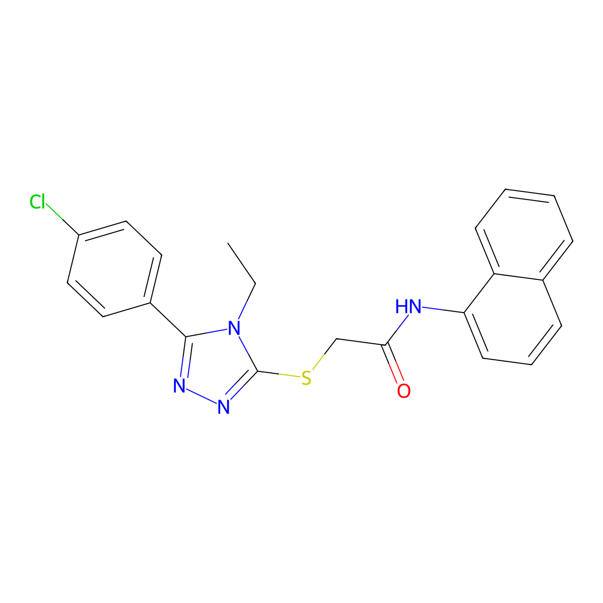 2-[[5-(4-chlorophenyl)-4-ethyl-1,2,4-triazol-3-yl]sulfanyl]-N-naphthalen-1-ylacetamide molecular structure, CAS 332934-63-1