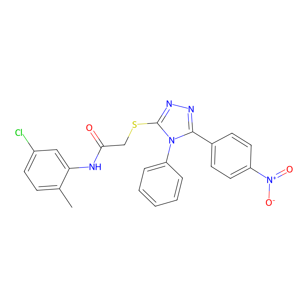 N-(5-chloro-2-methylphenyl)-2-[[5-(4-nitrophenyl)-4-phenyl-1,2,4-triazol-3-yl]sulfanyl]acetamide molecular structure, CAS 332935-67-8