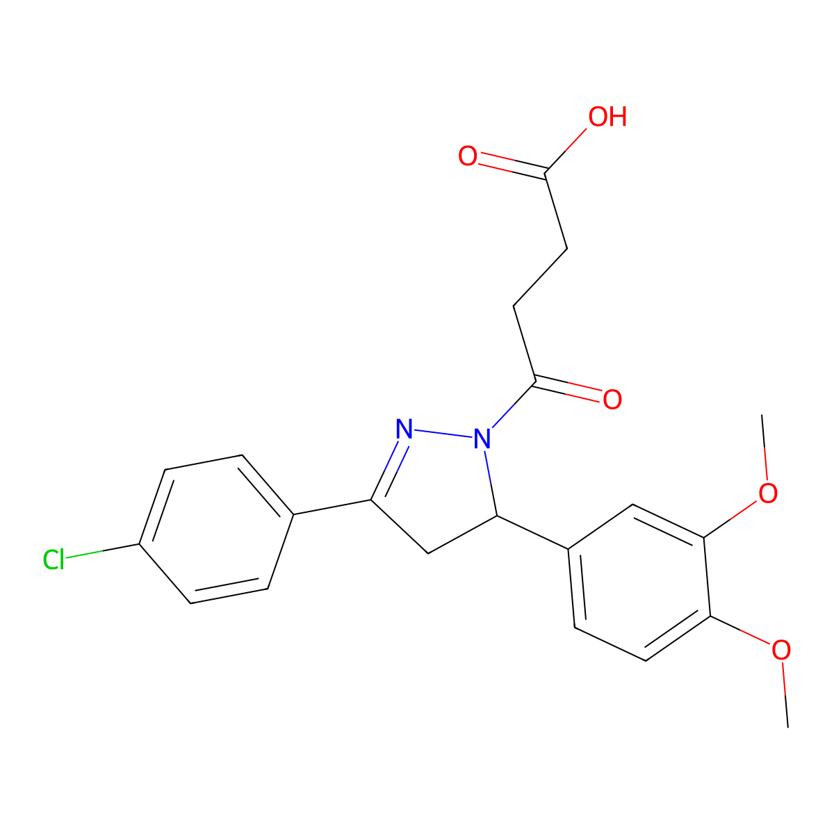 4-[3-(4-chlorophenyl)-5-(3,4-dimethoxyphenyl)-4,5-dihydro-1H-pyrazol-1-yl]-4-oxobutanoic acid molecular structure, CAS 332935-76-9
