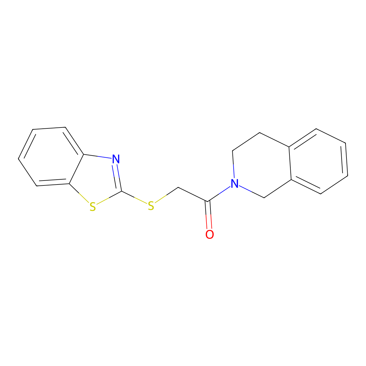 2-(1,3-benzothiazol-2-ylsulfanyl)-1-(3,4-dihydro-1H-isoquinolin-2-yl)ethanone molecular structure, CAS 332937-97-0