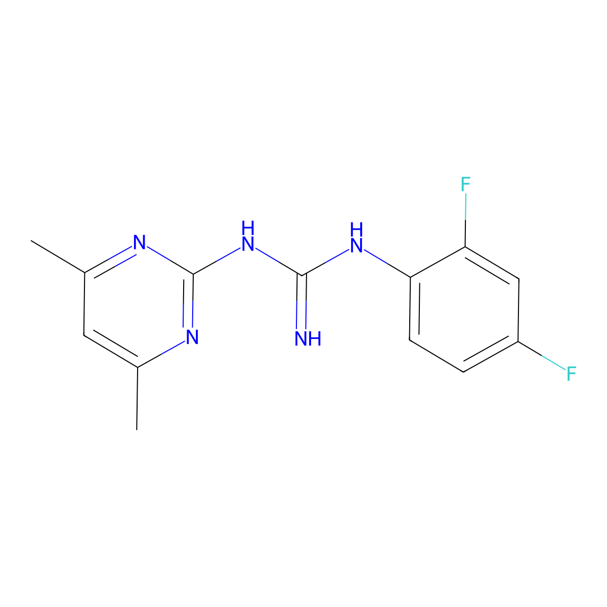 1-(2,4-Difluorophenyl)-3-(4,6-dimethylpyrimidin-2-yl)guanidine molecular structure, CAS 332938-04-2
