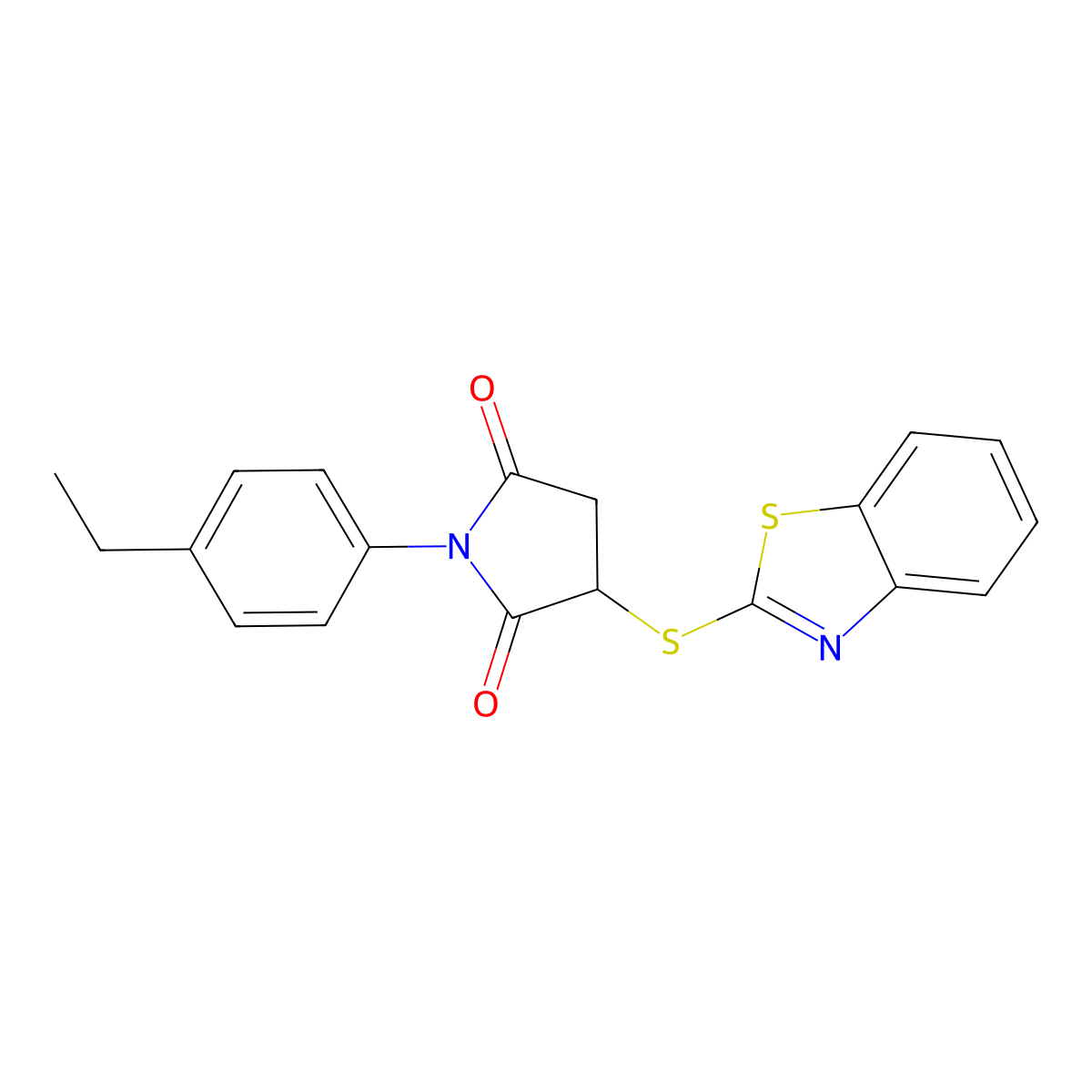 3-(1,3-Benzothiazol-2-ylsulfanyl)-1-(4-ethylphenyl)pyrrolidine-2,5-dione molecular structure, CAS 332938-15-5