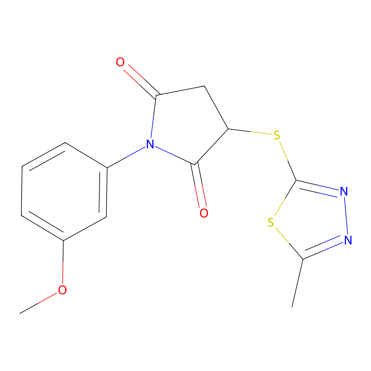 1-(3-Methoxyphenyl)-3-[(5-methyl-1,3,4-thiadiazol-2-yl)sulfanyl]pyrrolidine-2,5-dione molecular structure, CAS 332938-18-8