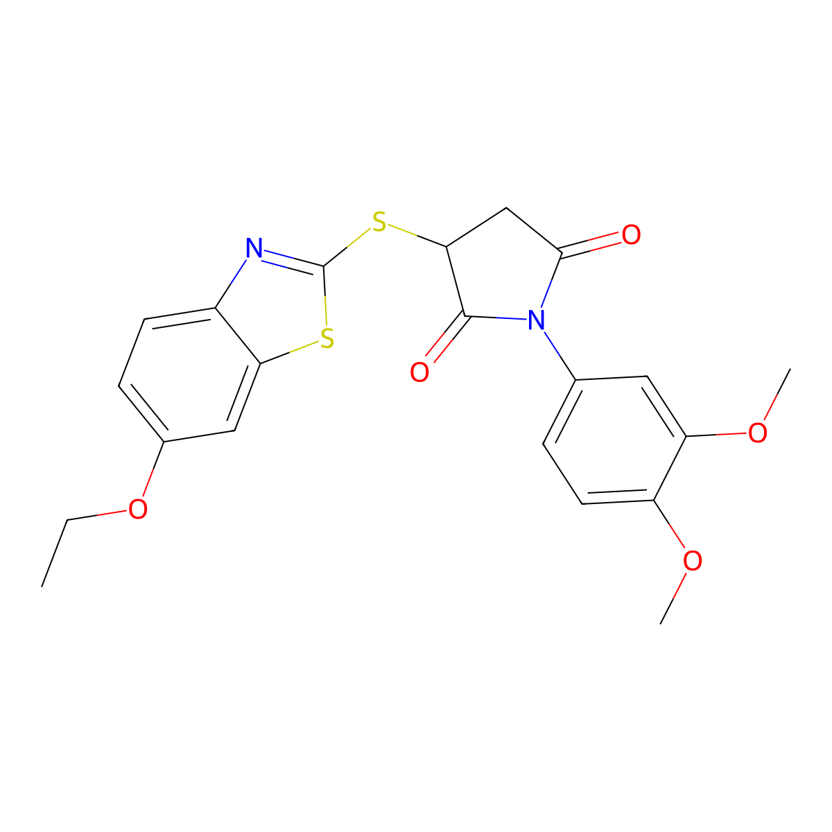 1-(3,4-Dimethoxyphenyl)-3-[(6-ethoxy-1,3-benzothiazol-2-yl)sulfanyl]pyrrolidine-2,5-dione molecular structure, CAS 332938-20-2