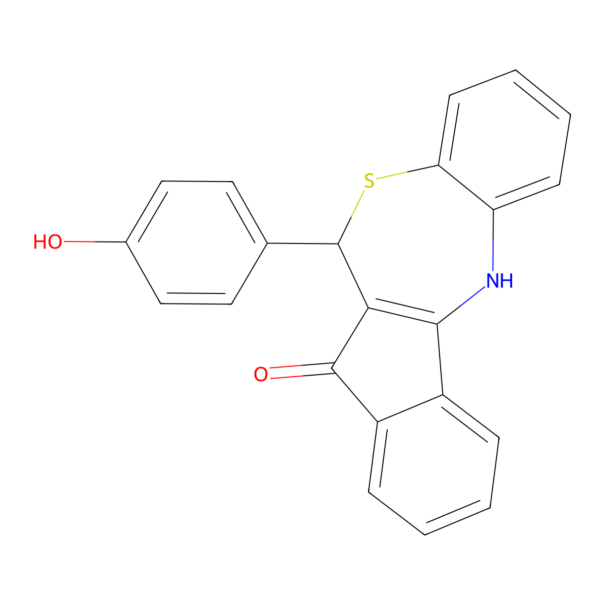6-(4-hydroxyphenyl)-6H-benzo[b]indeno[1,2-e][1,4]thiazepin-5-ol molecular structure, CAS 332938-23-5