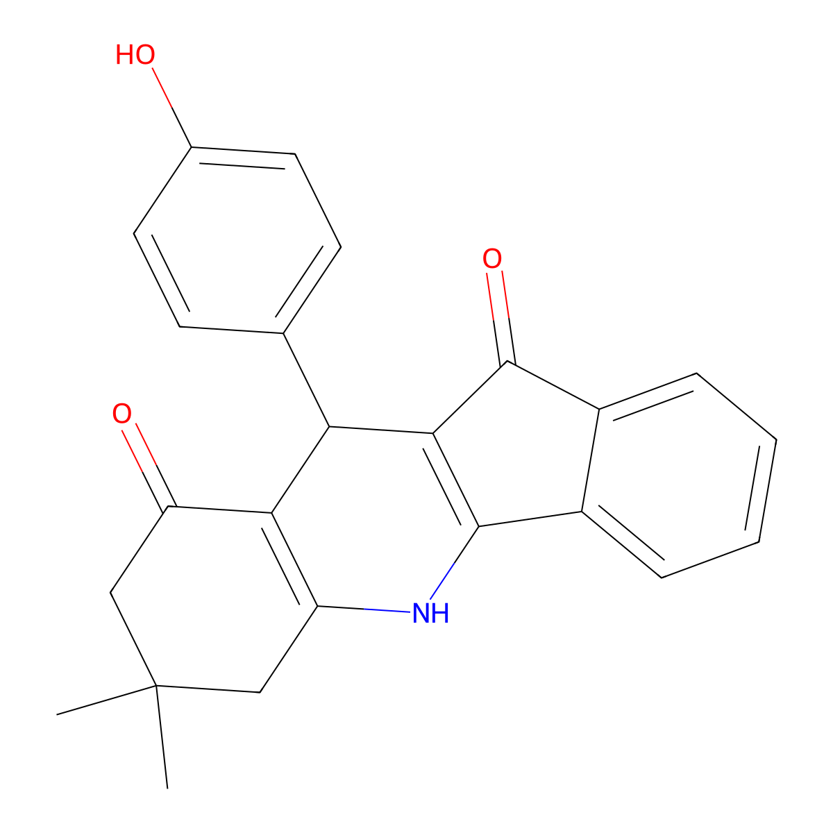 10-(4-hydroxyphenyl)-7,7-dimethyl-6,7,8,10-tetrahydro-5H-indeno[1,2-b]quinoline-9,11-dione molecular structure, CAS 332938-24-6