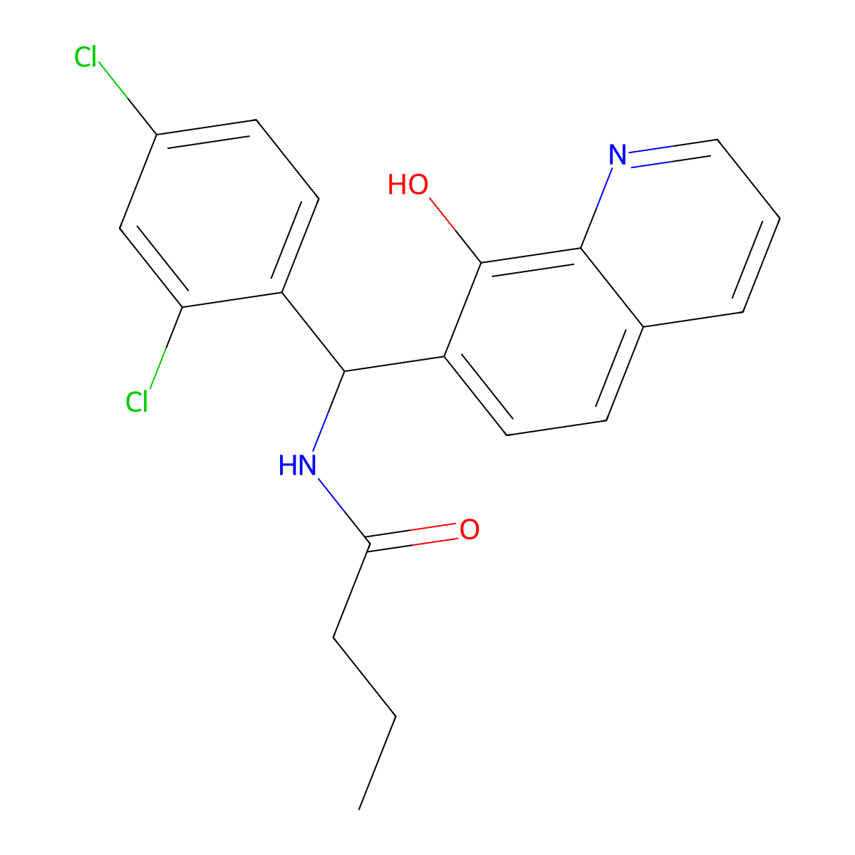 N-[(2,4-Dichloro-phenyl)-(8-hydroxy-quinolin-7-yl)-methyl]-butyramide molecular structure, CAS 332939-26-1