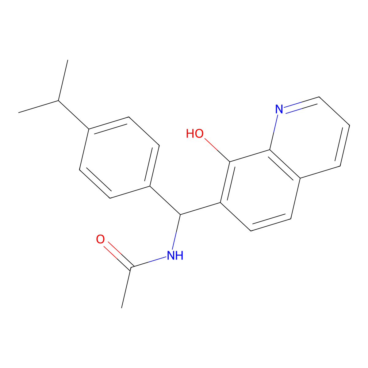 N-((8-hydroxyquinolin-7-yl)(4-isopropylphenyl)methyl)acetamide molecular structure, CAS 332939-29-4