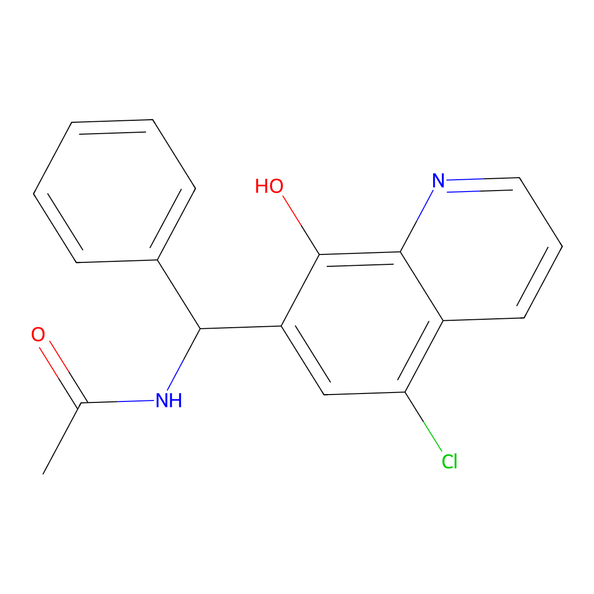 N-((5-chloro-8-hydroxyquinolin-7-yl)(phenyl)methyl)acetamide molecular structure, CAS 332939-46-5