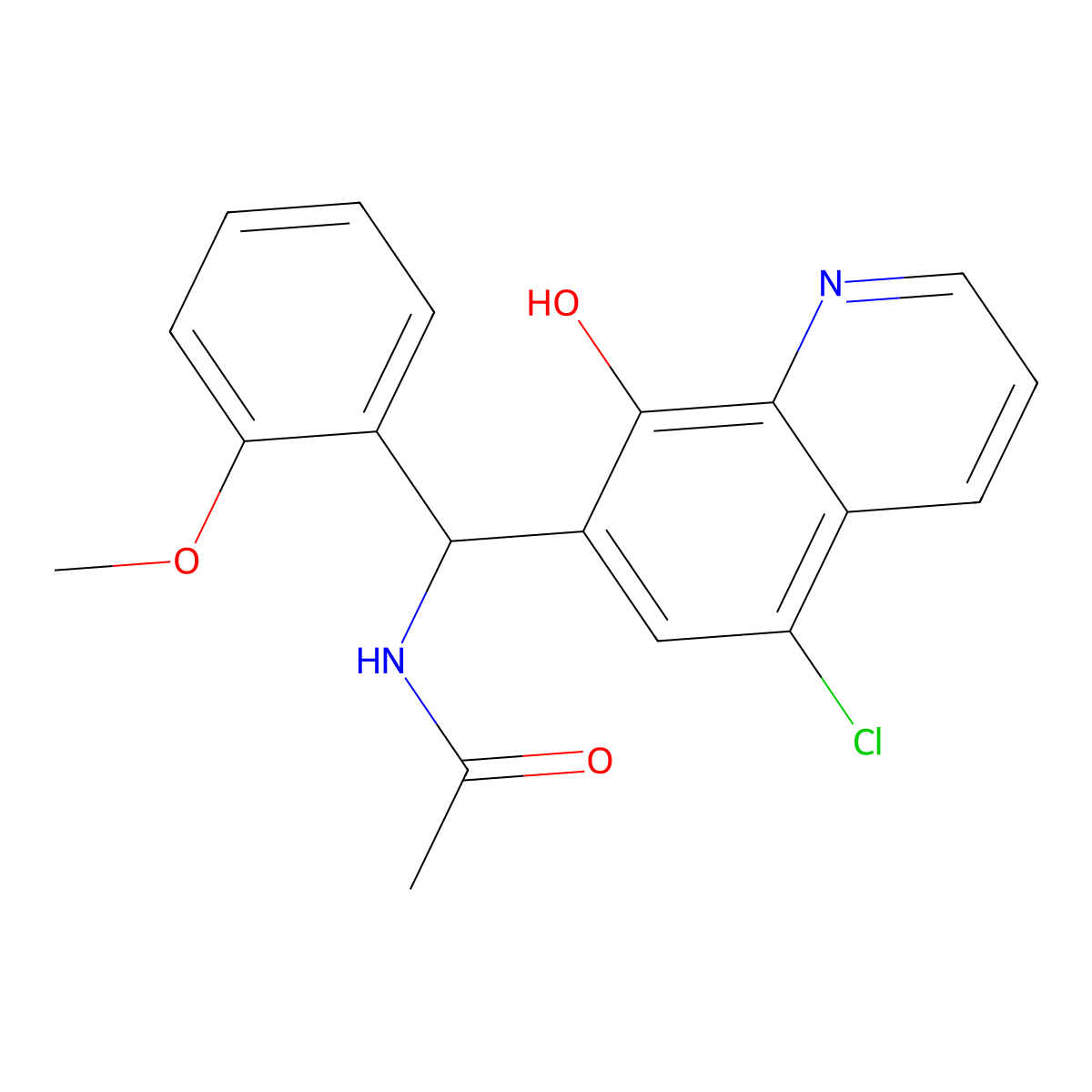 Acetamide, N-[(5-chloro-8-hydroxy-7-quinolinyl)(2-methoxyphenyl)methyl]- molecular structure, CAS 332939-49-8