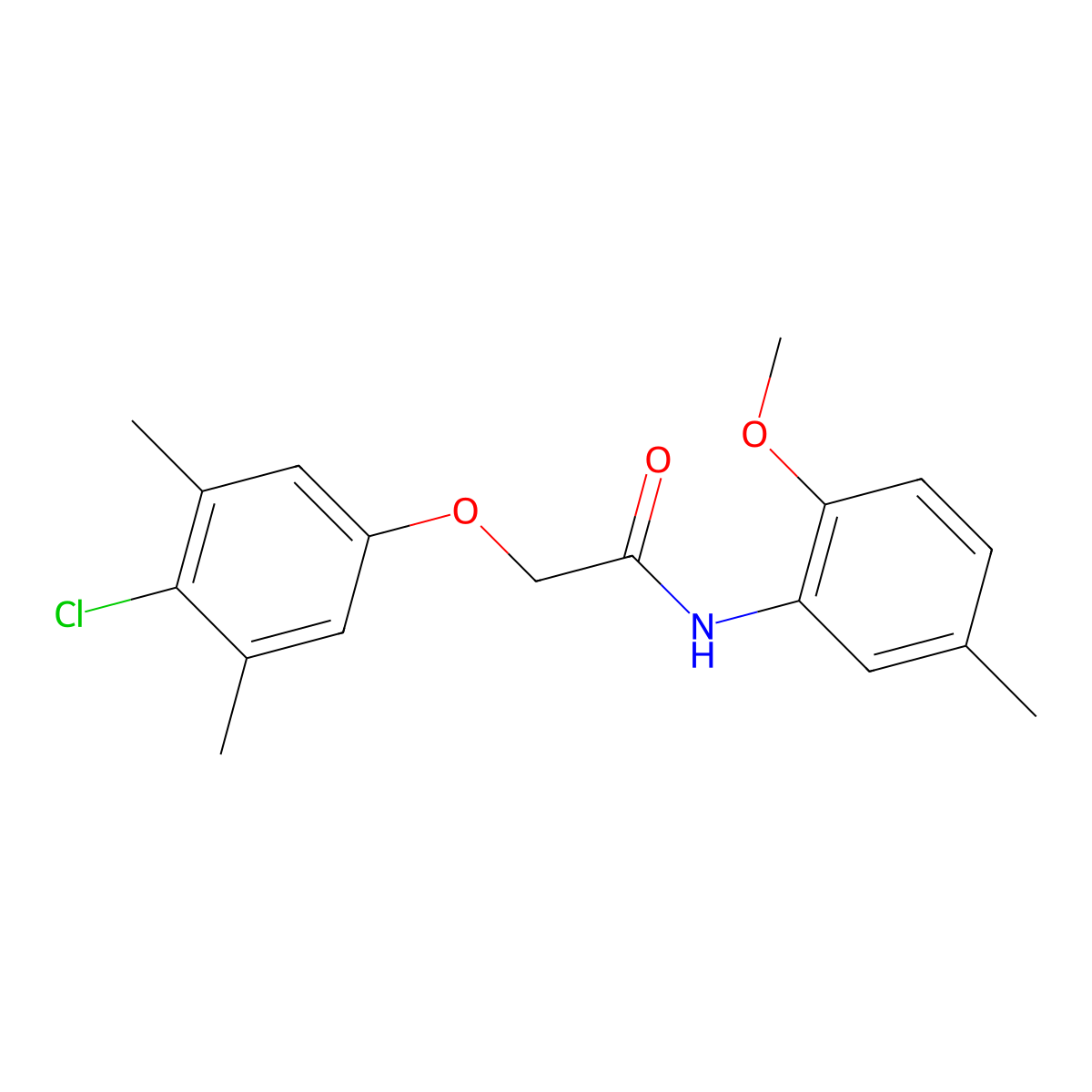 2-(4-chloro-3,5-dimethylphenoxy)-N-(2-methoxy-5-methylphenyl)acetamide molecular structure, CAS 332942-54-8
