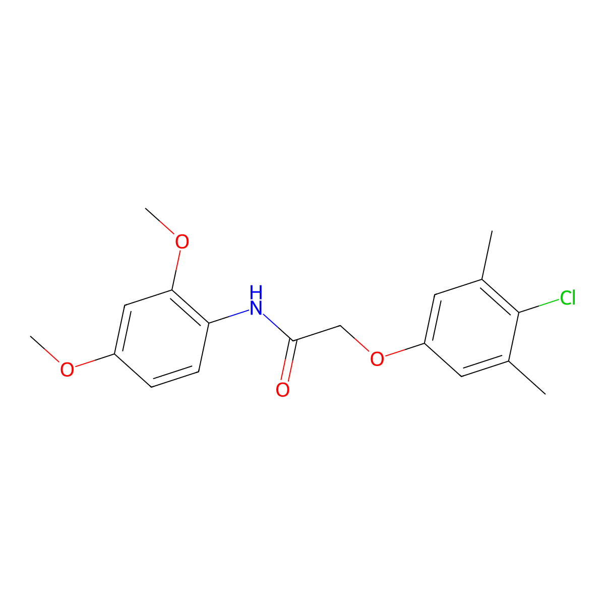 2-(4-chloro-3,5-dimethylphenoxy)-N-(2,4-dimethoxyphenyl)acetamide molecular structure, CAS 332942-55-9