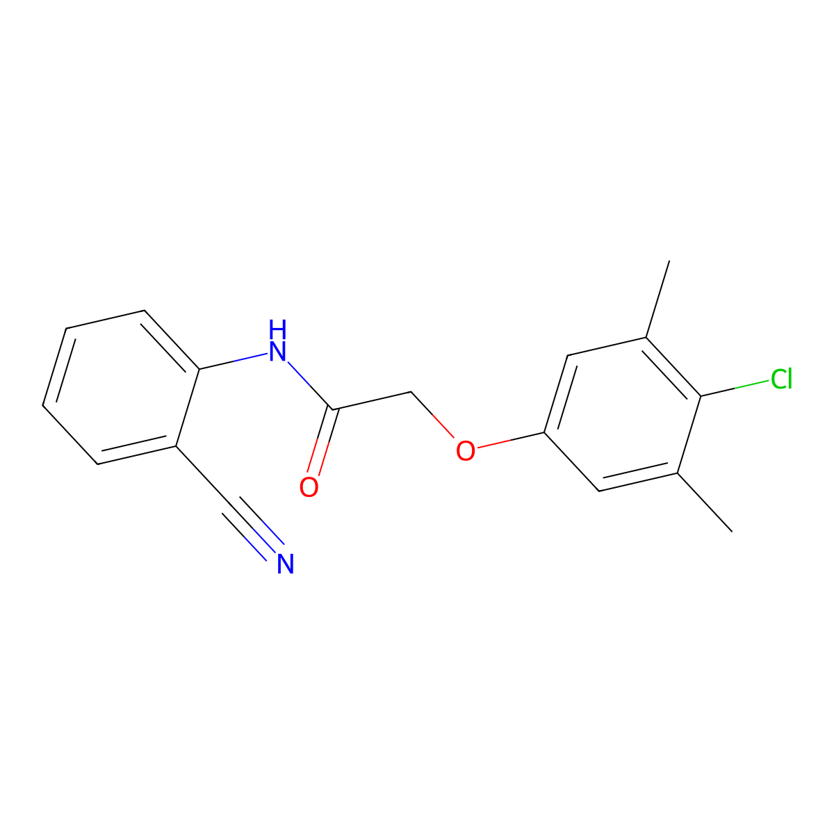 2-(4-chloro-3,5-dimethylphenoxy)-N-(2-cyanophenyl)acetamide molecular structure, CAS 332942-56-0