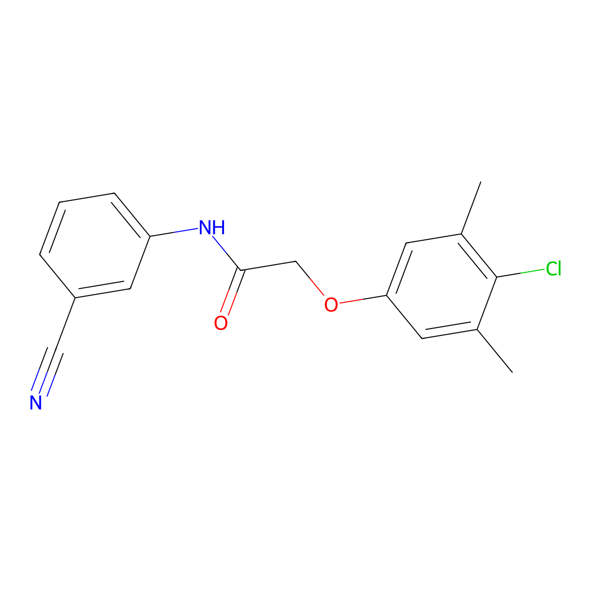 2-(4-chloro-3,5-dimethylphenoxy)-N-(3-cyanophenyl)acetamide molecular structure, CAS 332942-57-1