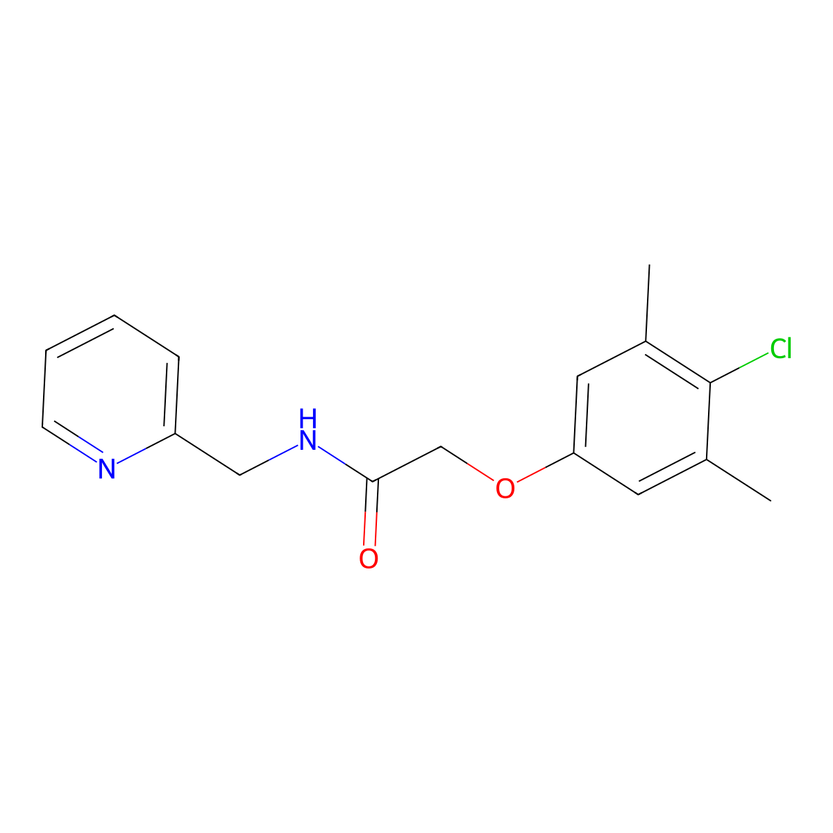 2-(4-chloro-3,5-dimethylphenoxy)-N-(pyridin-2-ylmethyl)acetamide molecular structure, CAS 332942-66-2